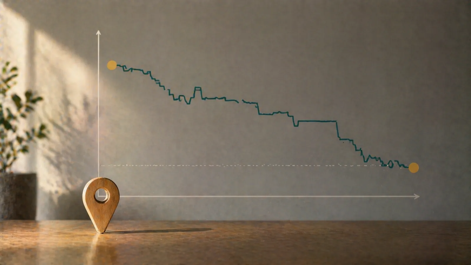 Gráfico abstracto de apertura a cierre que ilustra el valor de la línea de cierre